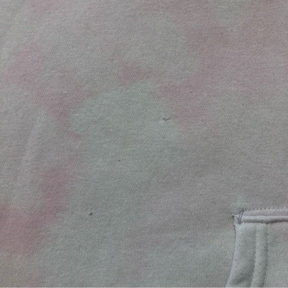 VERY Pale Pink/White Tye Dye Fuzzy Hoodie Size Small - Picture 4 of 9